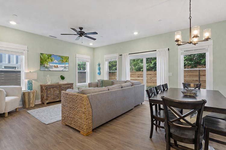 Aerial view of Sonoma's Hideaway showing proximity to the Outer Banks beach in Corolla NC