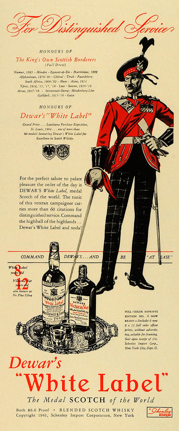 Пару постеров старой рекламы алкоголя. Шотландский виски Dewar’s История,Алкоголь,Крепкие напитки,Реклама