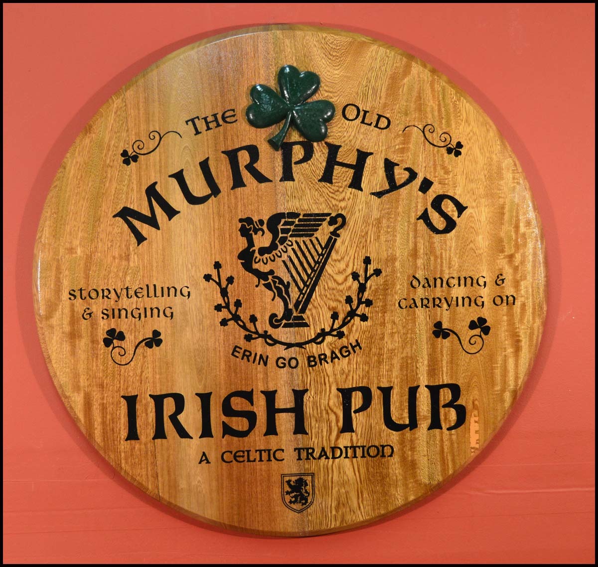 Irish Pub Personalized Oak Barrel Head Sign Bhr12 Irish Pub Personalized Oak Barrel Head Sign Bhr12