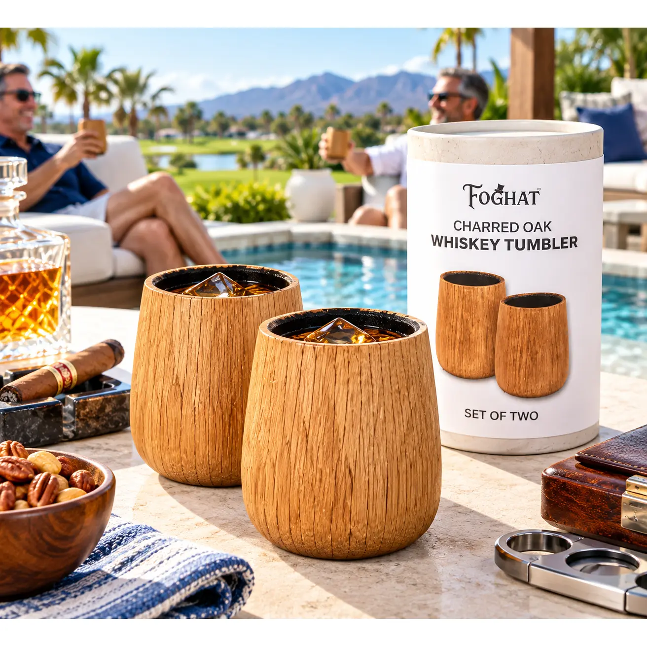 Foghat Charred Oak Whiskey Tumbler Set of Two – Perfect Whisky Gift Set