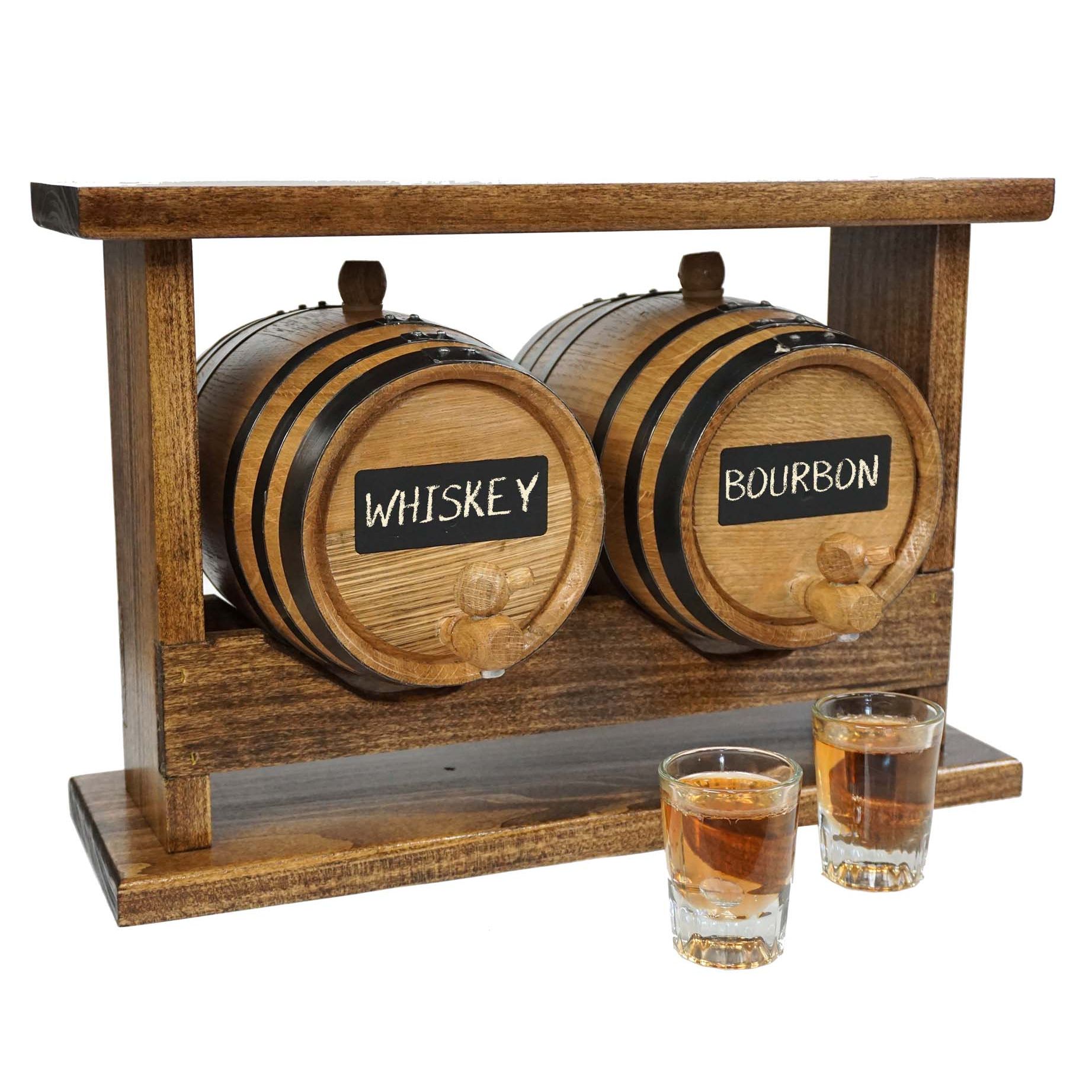 Double Smoking Tray made from Authentic Whiskey Barrel Stave, with Whiskey  Glasses and Smoking Chips