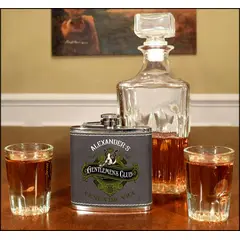 'Gentlemen's Club'  Personalized Leather Flask B806