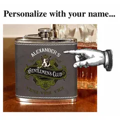 'Gentlemen's Club'  Personalized Leather Flask B806