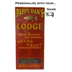 'Fishing Lodge'  Personalized Plank Sign (7080)