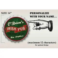 Personalized Irish Pub Bottle Cap Sign