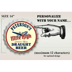 Personalized Mile High Aviation Bottle Cap Sign