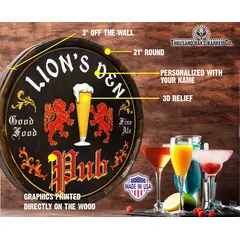 Handmade quarter barrel pub sign specs
