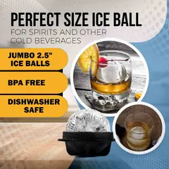 Foghat jumbo 2.5 inch ice ball mold BPA-free and dishwasher safe for cocktails and spirits