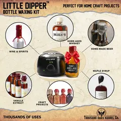 Little Dipper Bottle Waxing Kit used for home-aged whiskey, wine, beer, maple syrup, and craft projects.