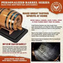 Interior medium charred American white oak barrel showing toasted wood surface for maximum wine flavor extraction.