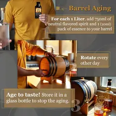 How to age Apple Whiskey Essence in a mini oak barrel with 750ml neutral spirit and rotate every other day.
