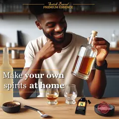 Whiskey Essence flavor concentrate used to make homemade  bourbon style spirits with neutral alcohol and mini barrel aging.
