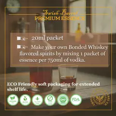 Instructions for mixing Bonded Whiskey Essence with 750ml vodka or neutral alcohol to create homemade bonded style whiskey.