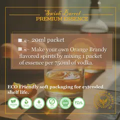Instructions for mixing Orange Brandy Essence with 750ml vodka to create homemade citrus brandy liqueur.