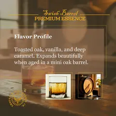 Small Batch Bourbon flavor profile showing toasted oak, vanilla, deep caramel, and smooth finish.