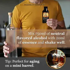 Mixing 20ml  Whiskey Essence with 750ml vodka to create homemade whiskey bourbon rum