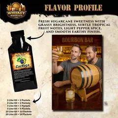 Cachaça flavor profile featuring sugarcane sweetness, tropical notes, grassy brightness, and smooth oak-aged finish in home barrel kit.