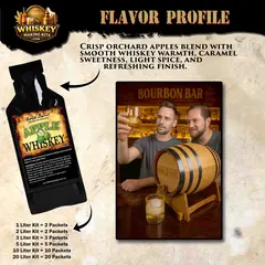 Apple Whiskey flavor profile showing crisp orchard apple, caramel sweetness, light spice and smooth finish from oak barrel aging kit.