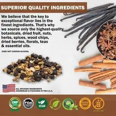 High quality whiskey infusion ingredients including oak chips, cinnamon sticks, star anise, botanicals and spices.