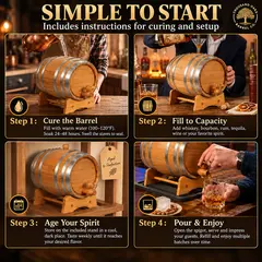How to use a whiskey aging barrel, oak barrel curing instructions, steel hoop whiskey barrel, aging bourbon at home, whiskey barrel setup guide.