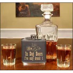 'In Dog Beers' Leather Flask (FSK_B171)