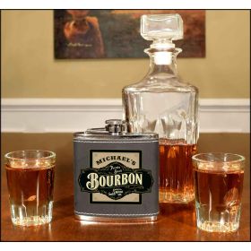 'Private Stock Bourbon'  Personalized Leather Flask B805
