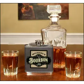 'Private Stock Bourbon'  Personalized Leather Flask B805