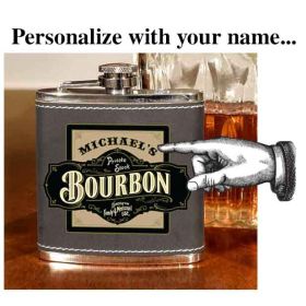 'Private Stock Bourbon'  Personalized Leather Flask B805