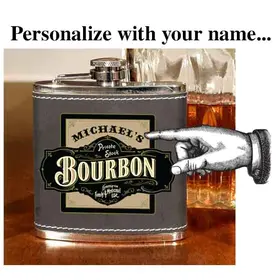 'Private Stock Bourbon'  Personalized Leather Flask B805