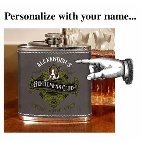 'Gentlemen's Club'  Personalized Leather Flask B806
