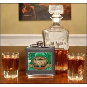'Tropical Rum' Personalized Leather Flask B809