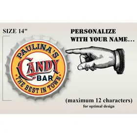 Personalized Candy Bar Bottle Cap Sign