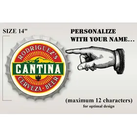Personalized Cantina Bottle Cap Sign