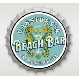 Personalized Beach Bar Bottle Cap Sign