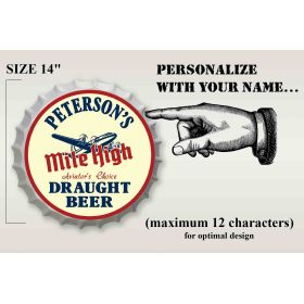 Personalized Mile High Aviation Bottle Cap Sign
