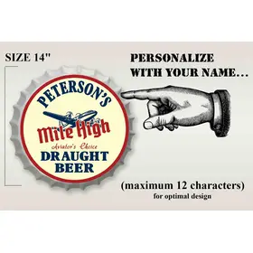 Personalized Mile High Aviation Bottle Cap Sign