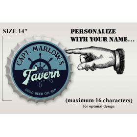 Personalized Nautical Tavern Bottle Cap Sign