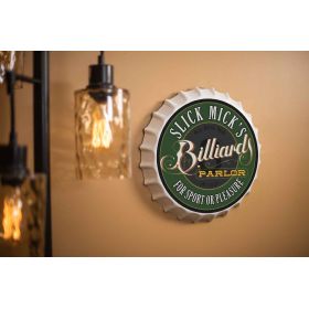 Personalized Billiards Parlor Bottle Cap Sign