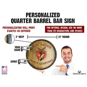 Custom moonshine quarter barrel sign personalization map