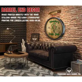 Side profile of 3 inch deep quarter barrel sign showing wood thickness and construction