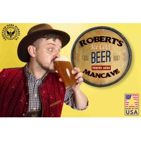 'Ice Cold Beer' Personalized Quarter Barrel Sign (C24)