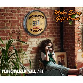 'Ice Cold Beer' Personalized Quarter Barrel Sign (C24)