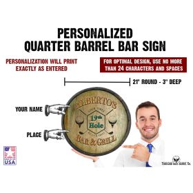 19th Hole Bar & Grill Quarter Barrel Sign (C35)