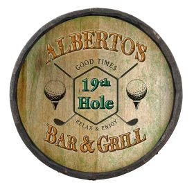 19th Hole Bar & Grill Quarter Barrel Sign (C35)
