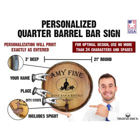 'Wine Bar Bistro' Personalized Quarter Barrel Sign (B312)