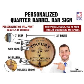 'Bagpiper Scotch Distillery' Personalized Quarter Barrel Sign (P9)