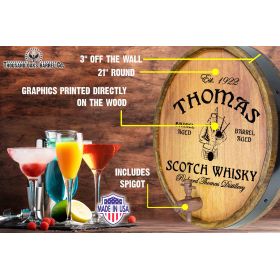 'Bagpiper Scotch Distillery' Personalized Quarter Barrel Sign (P9)