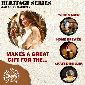 Heritage Series oak aging barrels make a great gift for wine makers, home brewers, and craft distillers