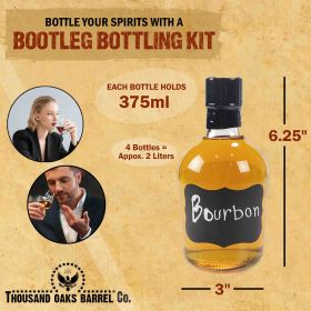 Bootleg Bottling Kit 375ml bottle dimensions and capacity for homemade bourbon or spirits