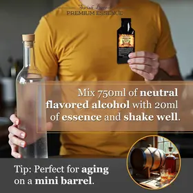 Mixing 20ml  Whiskey Essence with 750ml vodka to create homemade whiskey bourbon rum